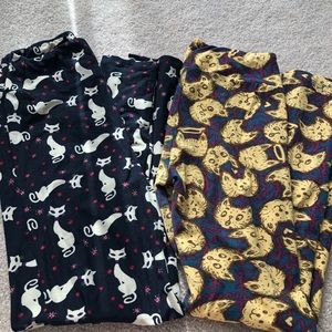 2 pair of cat Lularoe leggings OS